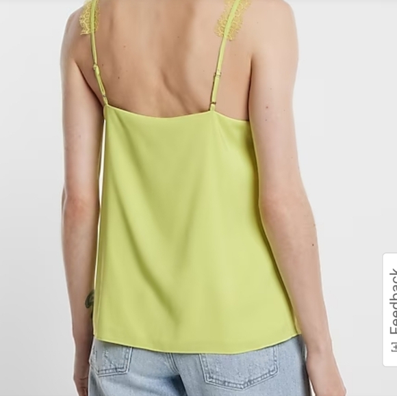 Express Romantic satin lace strap downtown cami lemon yellow XL - Picture 11 of 13